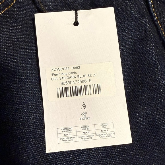 The Attico Fern Dark Blue Denim Long Pants Size 27 - Picture 9 of 13